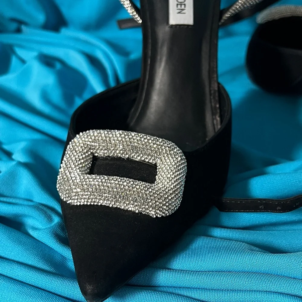 Steve Madden Black Heels with Silver Buckle - Picture 12 of 13